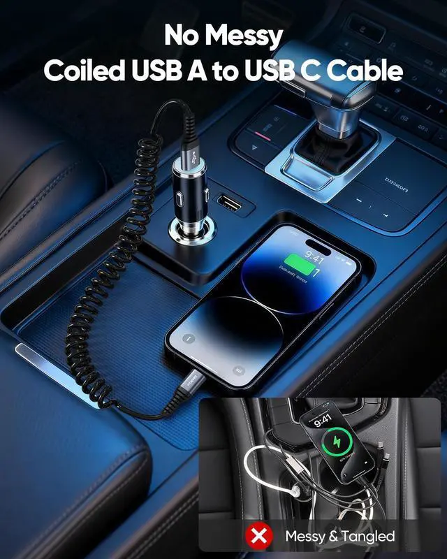 Alt view image 7 of 7 - USB A to USB C Coiled Cable 3FT 2-Pack, Coiled USB C Cable for Car Fast Charging, Android Auto & CarPlay Cable Compatible with iPhone 16/15 Series, Galaxy S25/S24/S23, MacBook, iPad Pro/Air