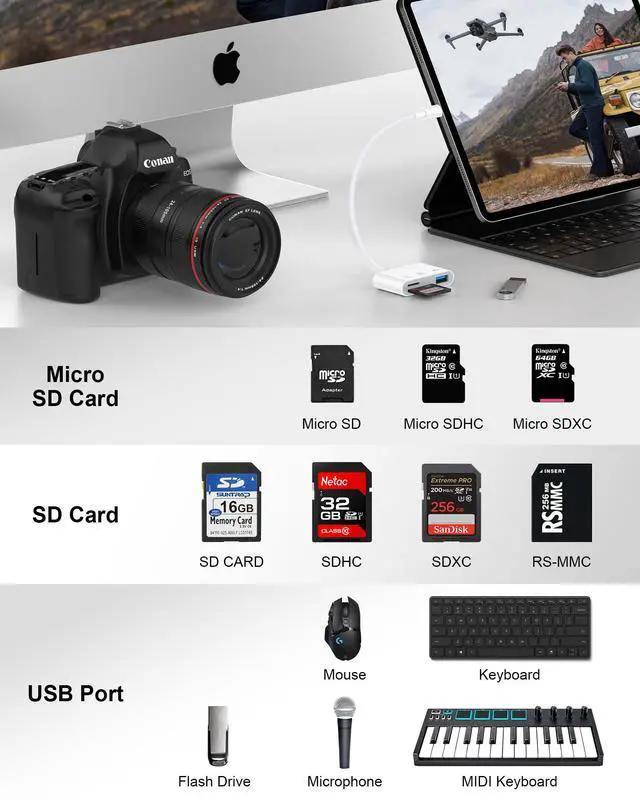 Alt view image 4 of 7 - Lightning to SD Card Reader for iPhone 14 Pro Max/14/13Pro/12/11/XR/8, Micro SD Memory Card Reader with USB Camera Adapter Plug and Play Digital Trail Camera Game Viewer with SD/TF Card Reader Adapter