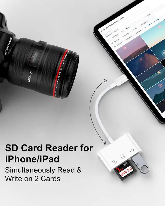 Alt view image 5 of 7 - Lightning to SD Card Reader for iPhone 14 Pro Max/14/13Pro/12/11/XR/8, Micro SD Memory Card Reader with USB Camera Adapter Plug and Play Digital Trail Camera Game Viewer with SD/TF Card Reader Adapter