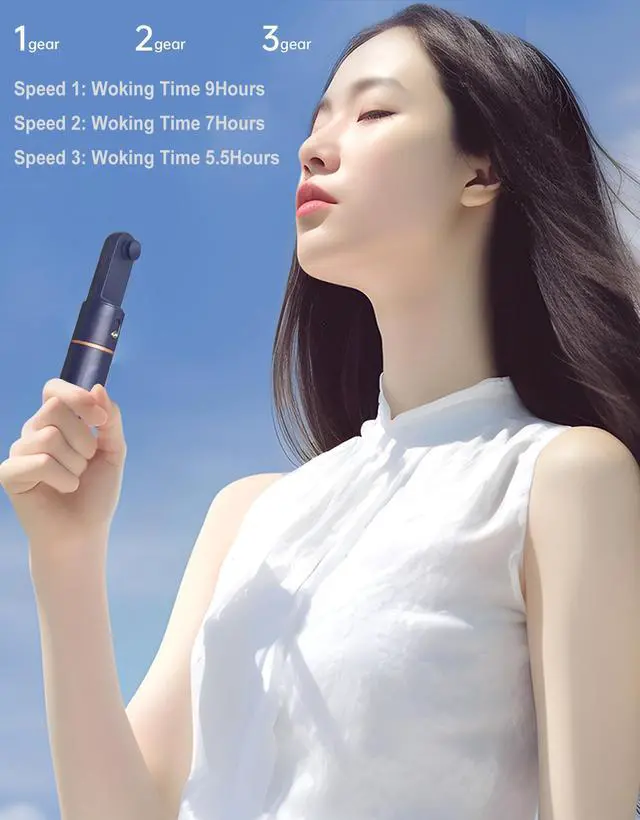 Alt view image 2 of 6 - Portable Handheld Fan, USB Rechargeable 3 Speed Personal Small Pocket Fan Travel for Girl Women Outdoor (Navy Blue)
