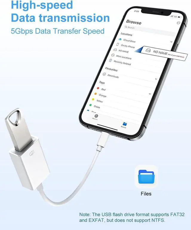 Alt view image 2 of 7 - USB to Lightning Adapter, Lightning Male to USB Female iPhone Adapter for iPhone 14 13 12 11 Pro Max X XS 8 7,iPad,iPhone Camera OTG Adapter Support Connect Camera,Flash Drive,Mouse,Card Reader