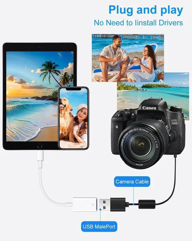 Alt view image 4 of 7 - USB to Lightning Adapter, Lightning Male to USB Female iPhone Adapter for iPhone 14 13 12 11 Pro Max X XS 8 7,iPad,iPhone Camera OTG Adapter Support Connect Camera,Flash Drive,Mouse,Card Reader