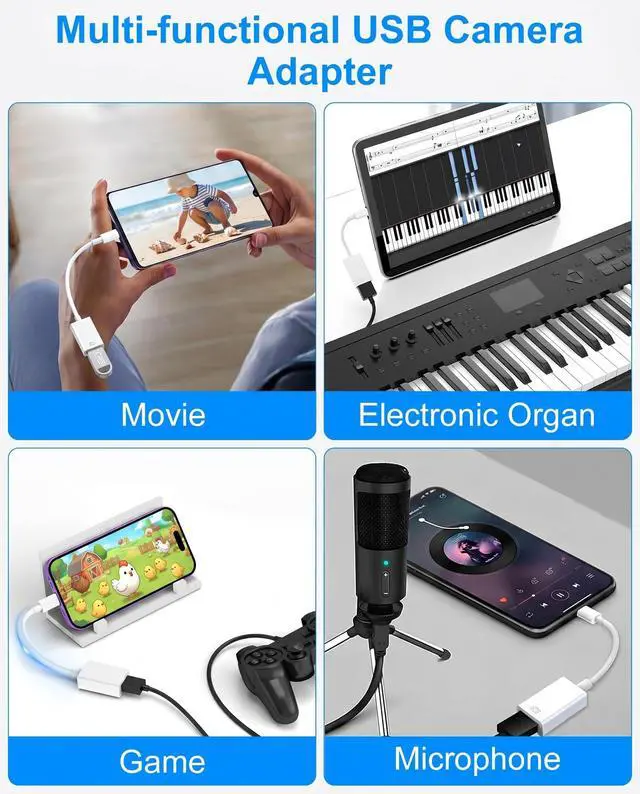 Alt view image 6 of 7 - USB to Lightning Adapter, Lightning Male to USB Female iPhone Adapter for iPhone 14 13 12 11 Pro Max X XS 8 7,iPad,iPhone Camera OTG Adapter Support Connect Camera,Flash Drive,Mouse,Card Reader