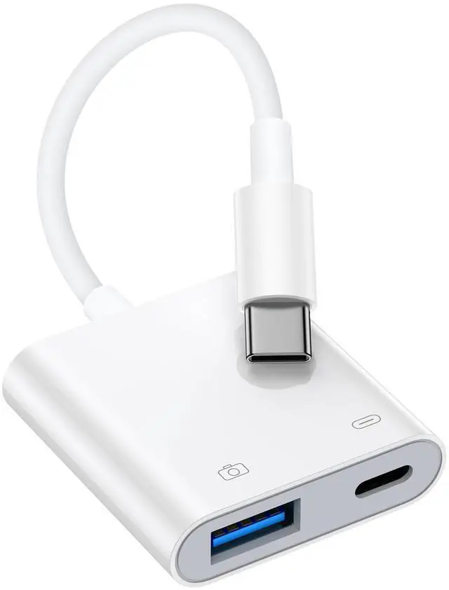 Main image of USB C to USB Camera Adapter for iPhone 17 16 15, USB3.0 Female OTG Adapter with Fast Charging Port for iPhone 17 Pro Max/16e/16 Pro/15/iPad/Samsung S26 S25 A17 A56 A16 to USBFlash Drive/Keyboard/Mouse