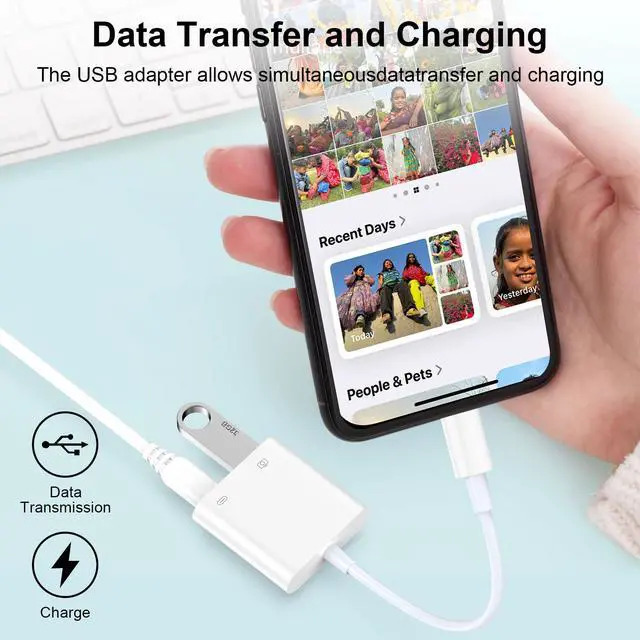 Alt view image 4 of 7 - USB C to USB Camera Adapter for iPhone 17 16 15, USB3.0 Female OTG Adapter with Fast Charging Port for iPhone 17 Pro Max/16e/16 Pro/15/iPad/Samsung S26 S25 A17 A56 A16 to USBFlash Drive/Keyboard/Mouse