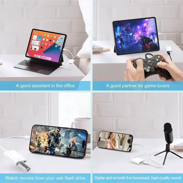 Alt view image 6 of 7 - USB C to USB Camera Adapter for iPhone 17 16 15, USB3.0 Female OTG Adapter with Fast Charging Port for iPhone 17 Pro Max/16e/16 Pro/15/iPad/Samsung S26 S25 A17 A56 A16 to USBFlash Drive/Keyboard/Mouse