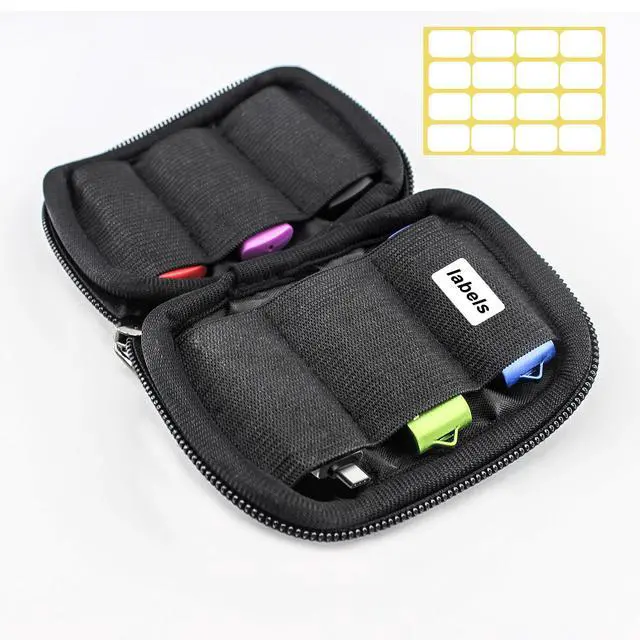 Alt view image 2 of 6 - Flash Drive Case - USB Holder, Storage Bag for Thumb Drives, Lightweight, Protects & Stores Small Items, 6 Slots, Black