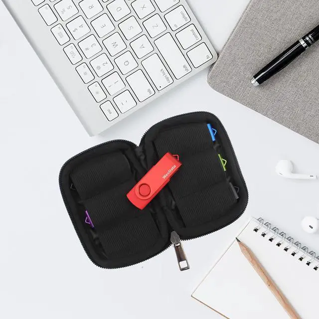 Alt view image 4 of 6 - Flash Drive Case - USB Holder, Storage Bag for Thumb Drives, Lightweight, Protects & Stores Small Items, 6 Slots, Black