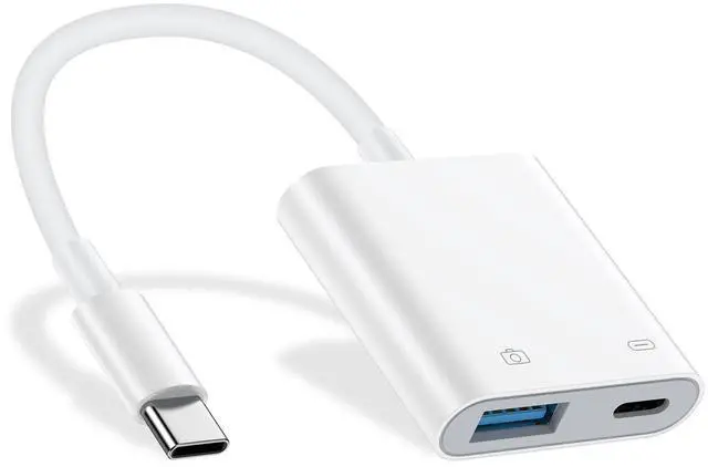Main image of USB C to USB OTG Cable and Charger Adapter for iPhone 17 Pro Max 16e 16 15 Samsung Galaxy S26 S25 S24 S23 S22 USB C OTG Splitter Camera Adapter with 60W Fast Charger Cable for Chromecast Google TV