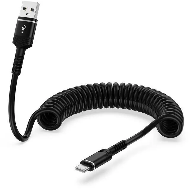 Main image of USB to USB C Cable Coiled Auto Wire, Type C Car Phone Charger Fast Charging Cord for iPhone 17/16e/15 Pro Max/16 Pro/16 Plus/Galaxy/Pixel, Retractable USB-C Power Line for Apple Carplay & Android Auto