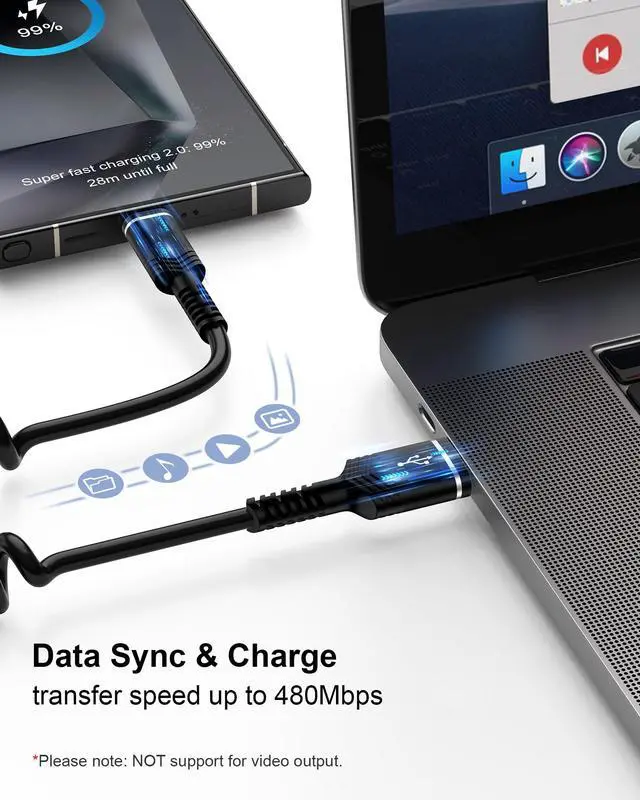 Alt view image 5 of 7 - USB to USB C Cable Coiled Auto Wire, Type C Car Phone Charger Fast Charging Cord for iPhone 17/16e/15 Pro Max/16 Pro/16 Plus/Galaxy/Pixel, Retractable USB-C Power Line for Apple Carplay & Android Auto