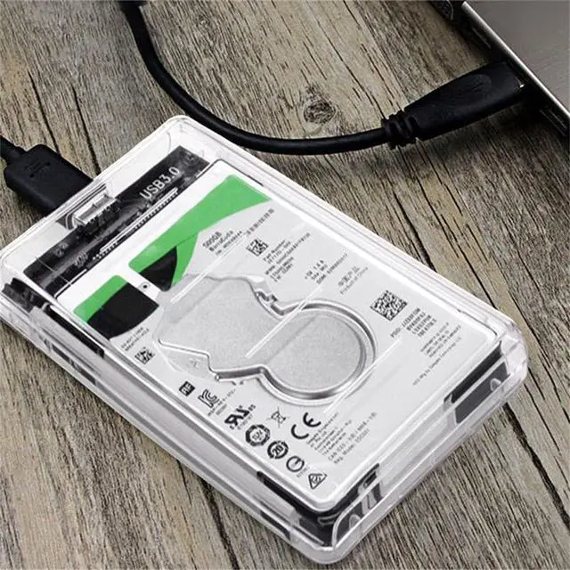 Alt view image 3 of 6 - Clear USB 3.1 External Hard Drive Enclosure, 2.5 Inch SATA SSD HDD Case with Tool-Free Design, Compatible with 7mm and 9.5mm Drives