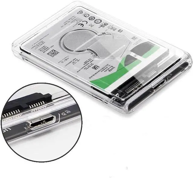 Alt view image 6 of 6 - Clear USB 3.1 External Hard Drive Enclosure, 2.5 Inch SATA SSD HDD Case with Tool-Free Design, Compatible with 7mm and 9.5mm Drives
