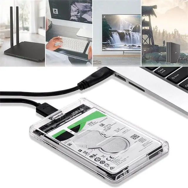 Alt view image 5 of 6 - Clear USB 3.1 External Hard Drive Enclosure, 2.5 Inch SATA SSD HDD Case with Tool-Free Design, Compatible with 7mm and 9.5mm Drives