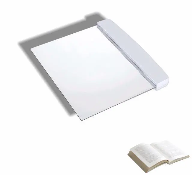 Main image of LED Book Light Panel, Battery Powered Flat Reading Light for Books, Portable Wireless Page Light with Transparent Panel, 5.71x6.69 Inch, White