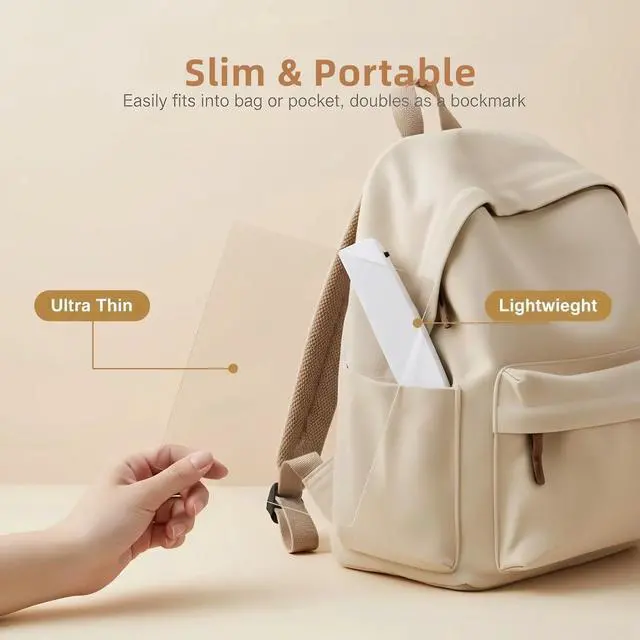 Alt view image 7 of 7 - LED Book Light Panel, Battery Powered Flat Reading Light for Books, Portable Wireless Page Light with Transparent Panel, 5.71x6.69 Inch, White