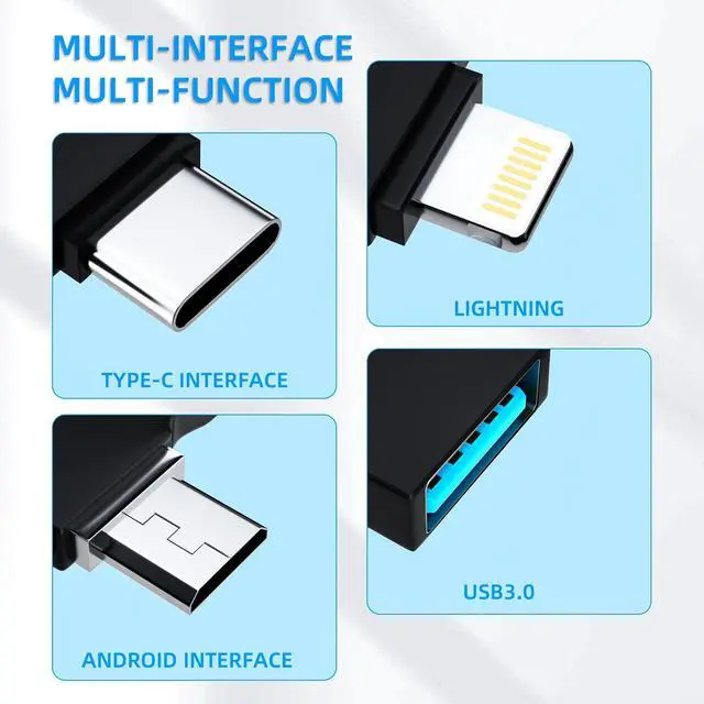 Alt view image 3 of 7 - USB OTG Adapter USB-A Female to Type C Micro Lightning Male Accessories Camera Card Reader Mouse Keyboard Flash Drive Android Thunderbolt Compatible for Apple iPhone 13 12 11 Pro Max 8 Ipad LG