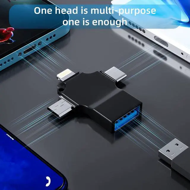 Alt view image 2 of 7 - USB OTG Adapter USB-A Female to Type C Micro Lightning Male Accessories Camera Card Reader Mouse Keyboard Flash Drive Android Thunderbolt Compatible for Apple iPhone 13 12 11 Pro Max 8 Ipad LG