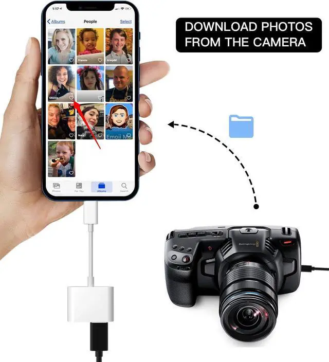 Alt view image 3 of 7 - Apple Lightning to USB Camera Adapter, USB 3.0 OTG Cable for iPhone/iPad to Connect Card Reader, USB Flash Drive, U Disk, Keyboard, Mouse, Hubs, MIDI, Plug & Play (White#)