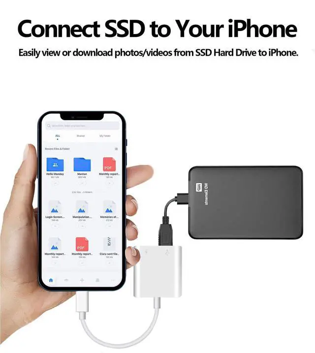 Alt view image 5 of 7 - Apple Lightning to USB Camera Adapter, USB 3.0 OTG Cable for iPhone/iPad to Connect Card Reader, USB Flash Drive, U Disk, Keyboard, Mouse, Hubs, MIDI, Plug & Play (White#)