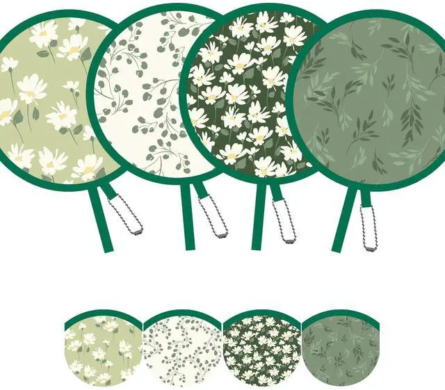 Main image of Spring Green Folding Fan Floral Handheld Cooling Fan, Lightweight Foldable Travel Fan for Beach, Festival, Summer (Green)