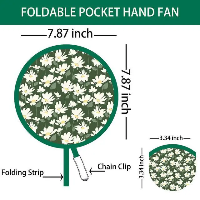 Alt view image 2 of 4 - Spring Green Folding Fan Floral Handheld Cooling Fan, Lightweight Foldable Travel Fan for Beach, Festival, Summer (Green)