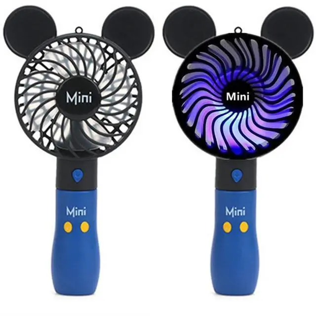 Main image of Kbinter Cute Personal Mini Fan, Handheld & Portable USB Rechargeable 1 Speed USB Fans with Colorful LED Light Adjustable, for Indoor Or Outdoor Activities, Cute Mouse
