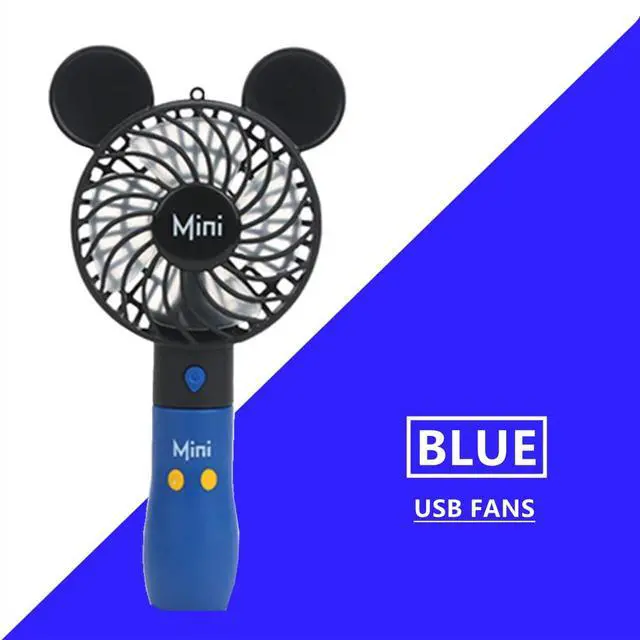 Alt view image 2 of 6 - Kbinter Cute Personal Mini Fan, Handheld & Portable USB Rechargeable 1 Speed USB Fans with Colorful LED Light Adjustable, for Indoor Or Outdoor Activities, Cute Mouse