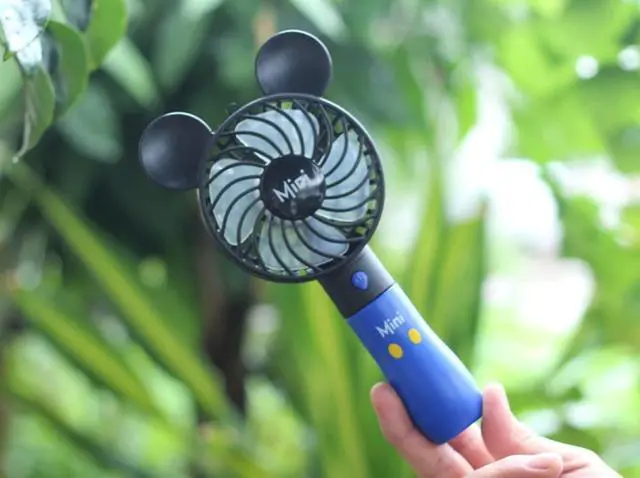 Alt view image 4 of 6 - Kbinter Cute Personal Mini Fan, Handheld & Portable USB Rechargeable 1 Speed USB Fans with Colorful LED Light Adjustable, for Indoor Or Outdoor Activities, Cute Mouse