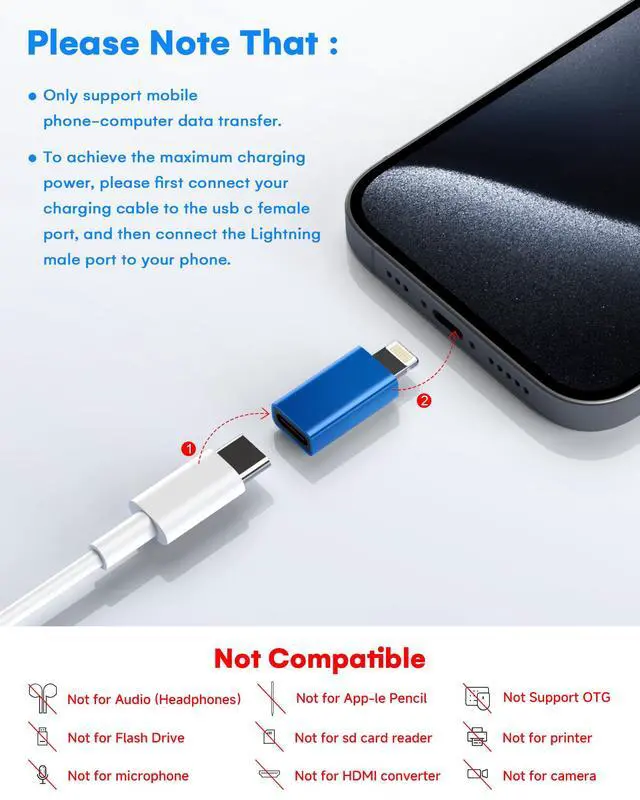 Alt view image 7 of 7 - MFi Certified USB C to Lightning Adapter 4-Pack, 27W Fast Charging & Data Sync, Lightning to USB Type C Cable Adapter Compatible with iPhone 14/13/12/Pro/Max, iPad, AirPods, with Anti-Loss Lanyard