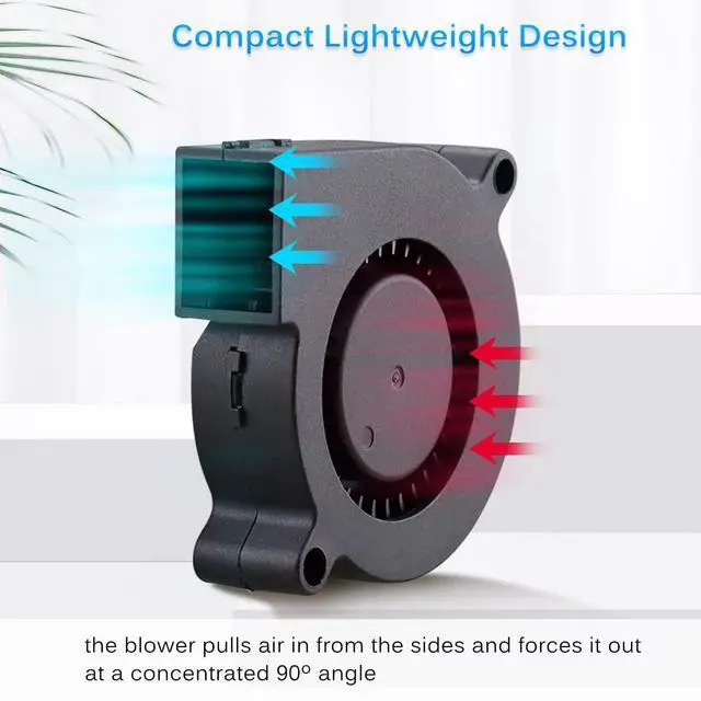 Alt view image 7 of 7 - 50mm USB Blower Fan with 3 Speeds Control, 5015 DC 5V Turbine Turbo Cooling Fan for Small Appliances Series Replacement