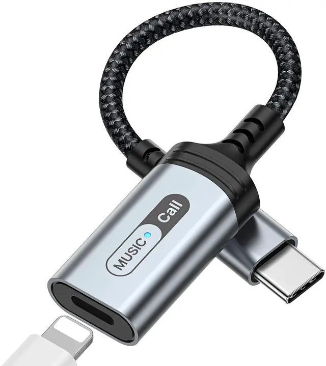 Main image of USB-C Audio Adapter for iPhone/iPad 11 Lightning Headphone Grey