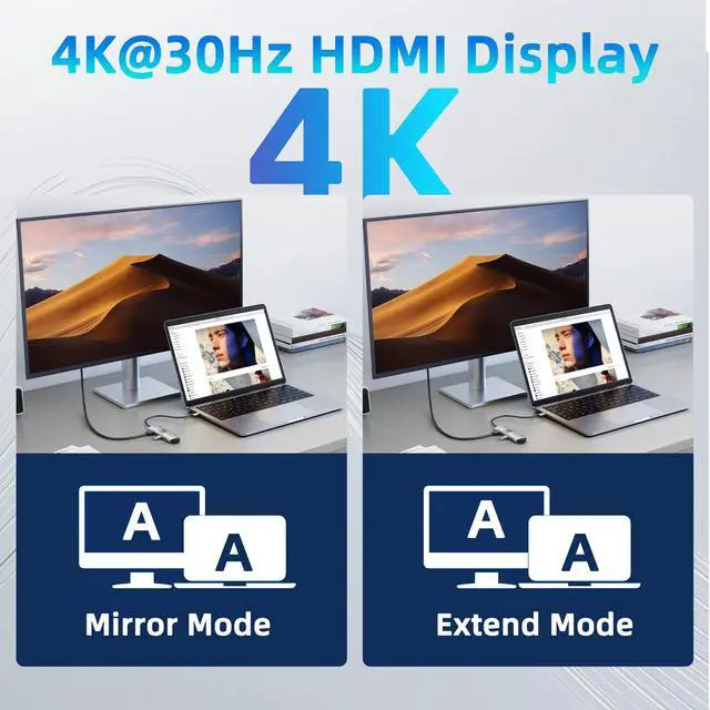 Alt view image 5 of 7 - USB C Hub 7 in 1 Adapter, 4K HDMI, 100W PD, 3 USB-A, SD/TF Card Reader, USB C Docking Station for MacBook Pro/Air, Dell XPS, HP, Lenovo Thinkpad, ASUS