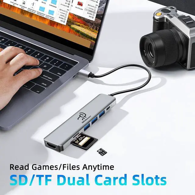 Alt view image 6 of 7 - USB C Hub 7 in 1 Adapter, 4K HDMI, 100W PD, 3 USB-A, SD/TF Card Reader, USB C Docking Station for MacBook Pro/Air, Dell XPS, HP, Lenovo Thinkpad, ASUS