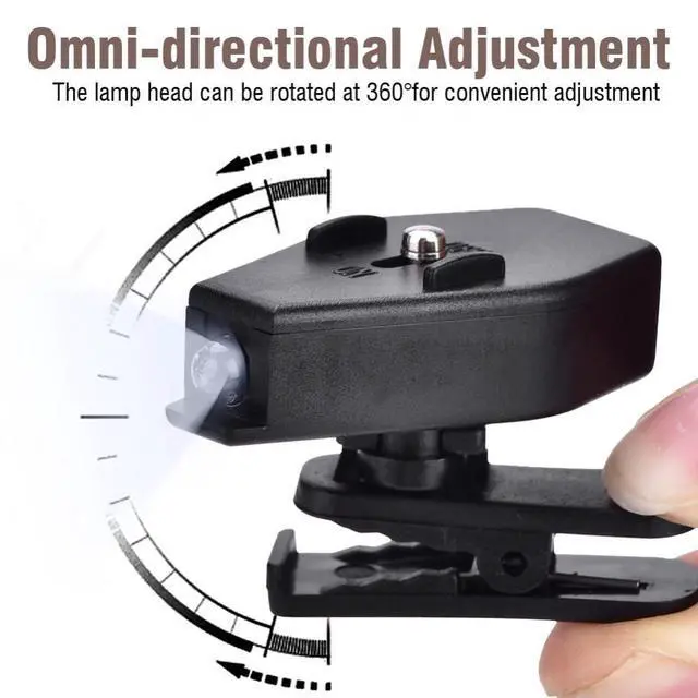 Alt view image 7 of 7 - 2PCS Universal Flexible Super Bright, LED Clip On Mini Book Reading Light 360 Degree Rotatable for Safety Eyeglasses Camping Reader Safety Glasses Lamp Fishing Appliance Maintenance