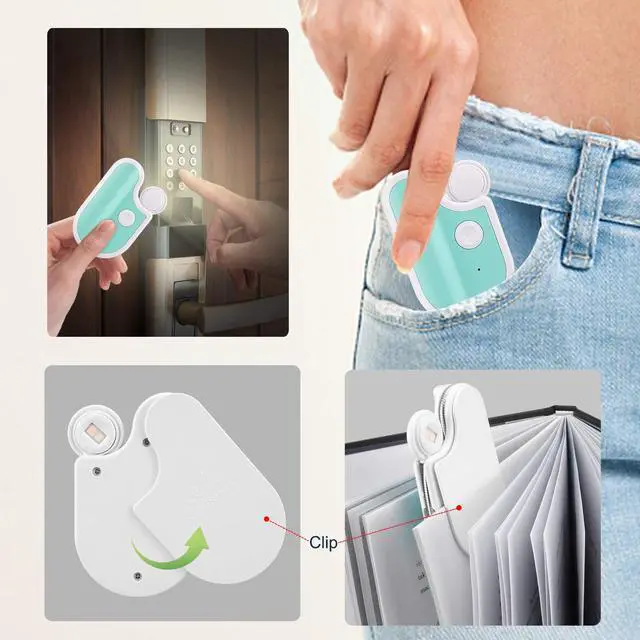 Alt view image 7 of 7 - Rechargeable Reading Light for Kids,Small Amber Book Light,Multi Colors Portable LED Reading Lamp with 361° Rotary Light Neck,Wireless Clip Reading Light for Books (White)