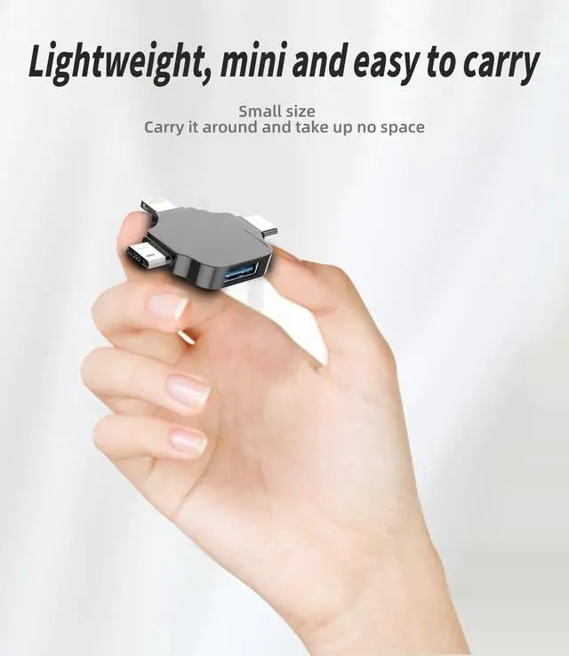 Alt view image 2 of 7 - OTG Adapter USB Female to Type C Lightning Micro Male 3in1 Converter for iPhone 14 13 for iPad Compatible for Samsung Android Camera Card Reader Mouse Keyboard Midi Flash Drive Accessorie