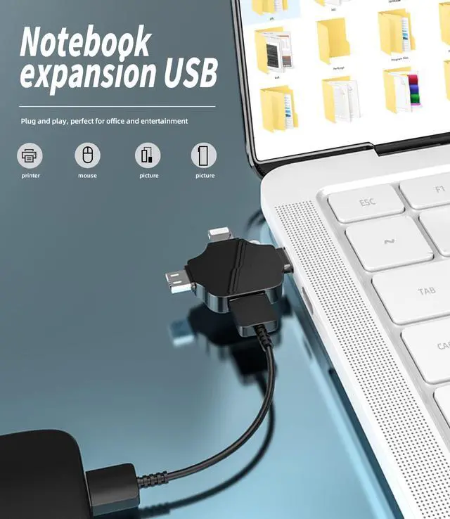 Alt view image 3 of 7 - OTG Adapter USB Female to Type C Lightning Micro Male 3in1 Converter for iPhone 14 13 for iPad Compatible for Samsung Android Camera Card Reader Mouse Keyboard Midi Flash Drive Accessorie
