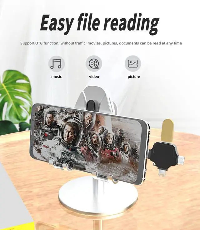 Alt view image 6 of 7 - OTG Adapter USB Female to Type C Lightning Micro Male 3in1 Converter for iPhone 14 13 for iPad Compatible for Samsung Android Camera Card Reader Mouse Keyboard Midi Flash Drive Accessorie