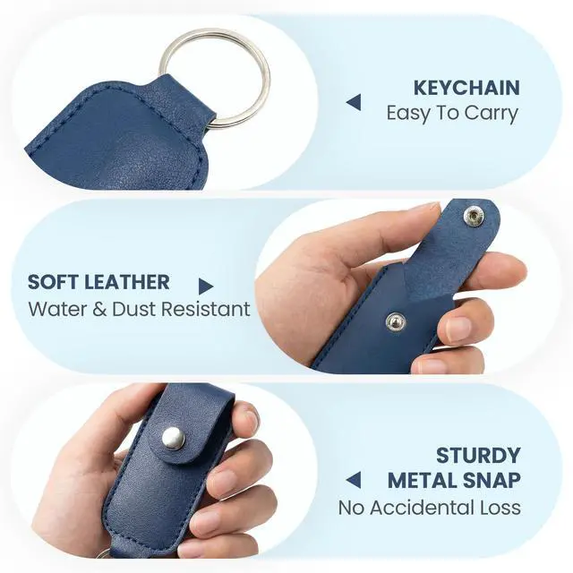 Alt view image 3 of 7 - 2-Pack PU Leather USB Flash Drive Case with Keychain, Anti-Lost Thumb Drive Holder Sleeve, Portable Memory Stick Storage Pouch Organizer, Protective USB Stick Cover for Laptop Bag & Key(Case Only)