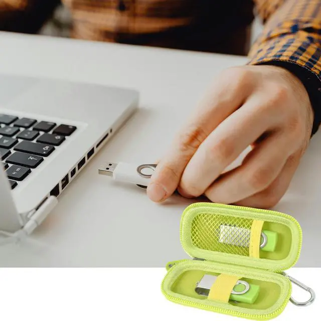 Alt view image 7 of 7 - USB Flash Drive Case, SD Card Holder Compatible with Thumb Drive, Memory Cards, SDXC SDHC Storage Bag, Electronic Accessories Organizer for SanDisk for Samsung for Inland (Green)