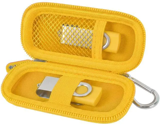 Main image of USB Flash Drive Case, SD Card Holder Compatible with Thumb Drive, Memory Cards, SDXC SDHC Storage Bag, Electronic Accessories Organizer for SanDisk for Samsung for Inland (Yellow)