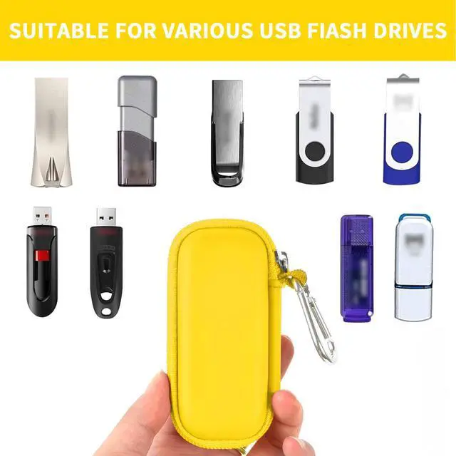 Alt view image 2 of 7 - USB Flash Drive Case, SD Card Holder Compatible with Thumb Drive, Memory Cards, SDXC SDHC Storage Bag, Electronic Accessories Organizer for SanDisk for Samsung for Inland (Yellow)