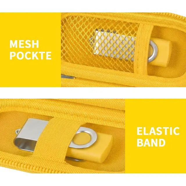 Alt view image 4 of 7 - USB Flash Drive Case, SD Card Holder Compatible with Thumb Drive, Memory Cards, SDXC SDHC Storage Bag, Electronic Accessories Organizer for SanDisk for Samsung for Inland (Yellow)