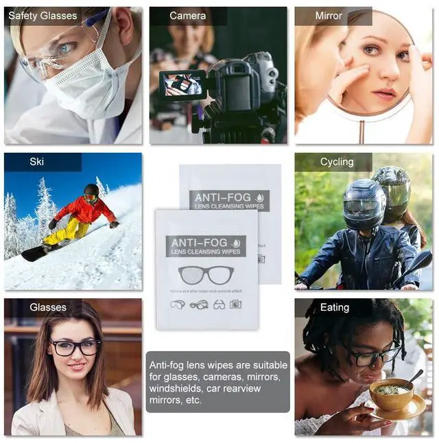 Alt view image 4 of 4 - Anti-Fog Lens Wipes Pre-Moistened Anti-Fog Wipes, 6inch X 5inch,for Eye Glasses (60 Pack)