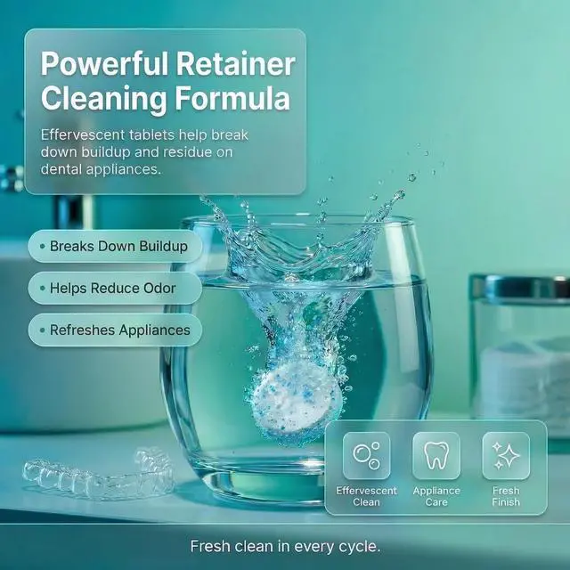 Alt view image 2 of 7 - Retainer Cleaner Tablets 30 Count | Retainer Cleaning Tablets for Clear Aligners, Mouthguard & Night Guard | Aligner Cleaner | Dental Cleaner Tablets | Fresh Mint Flavor