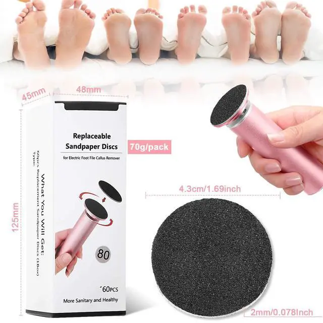 Alt view image 2 of 6 - 120 Pieces Replacement Sandpaper Discs for Electric Foot File Adjustable Speed Callus Remover Tool Sandpaper Pad Disks Replaceable for Men Women Dead Cracked Hard Skin