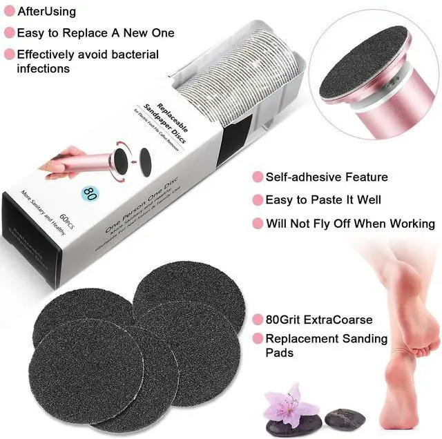 Alt view image 3 of 6 - 120 Pieces Replacement Sandpaper Discs for Electric Foot File Adjustable Speed Callus Remover Tool Sandpaper Pad Disks Replaceable for Men Women Dead Cracked Hard Skin