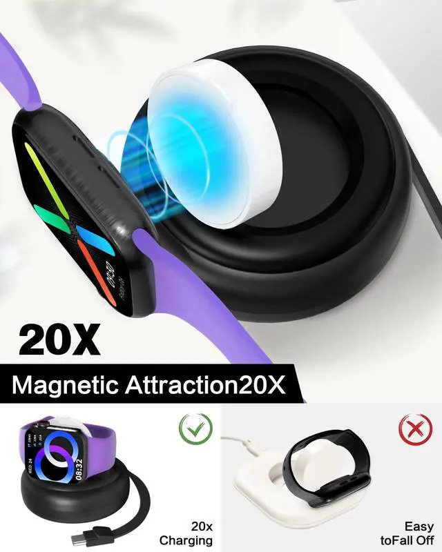 Alt view image 2 of 6 - Retractable USB C Cable for Apple Watch Magnetic Charging Dock, Fast Charging Smart Magnetic Apple Watch Charger, for iWatch Ultra Series 10/Se/9/8/7/6/5/4/3/2/1