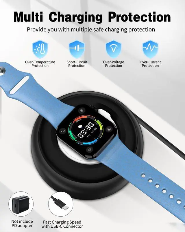 Alt view image 3 of 6 - Retractable USB C Cable for Apple Watch Magnetic Charging Dock, Fast Charging Smart Magnetic Apple Watch Charger, for iWatch Ultra Series 10/Se/9/8/7/6/5/4/3/2/1